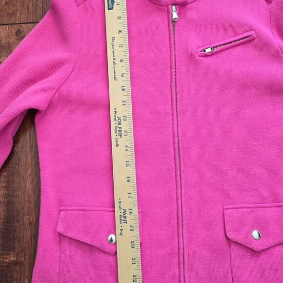 Sweater Womans Ralph Lauren Pink Long Sleeve Zip Front Dressy Sz XL - Picture 5 of 5
